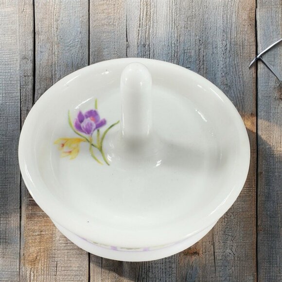 Bill Barnes White Porcelain Ceramic Ring Holder With Flowers Trinket Dish Holder - Picture 2 of 12